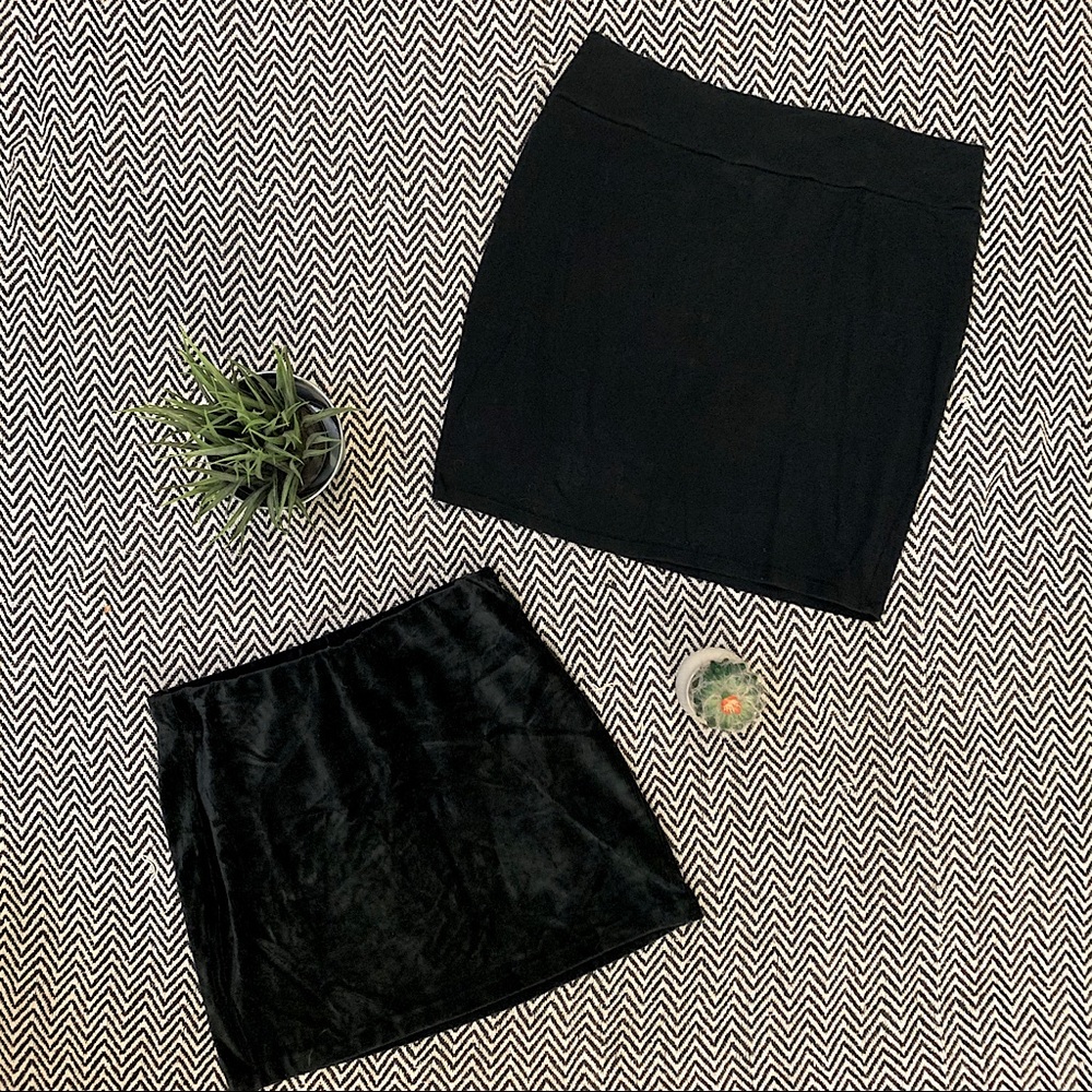 Wild Fable Black Velvet Mini Skirt